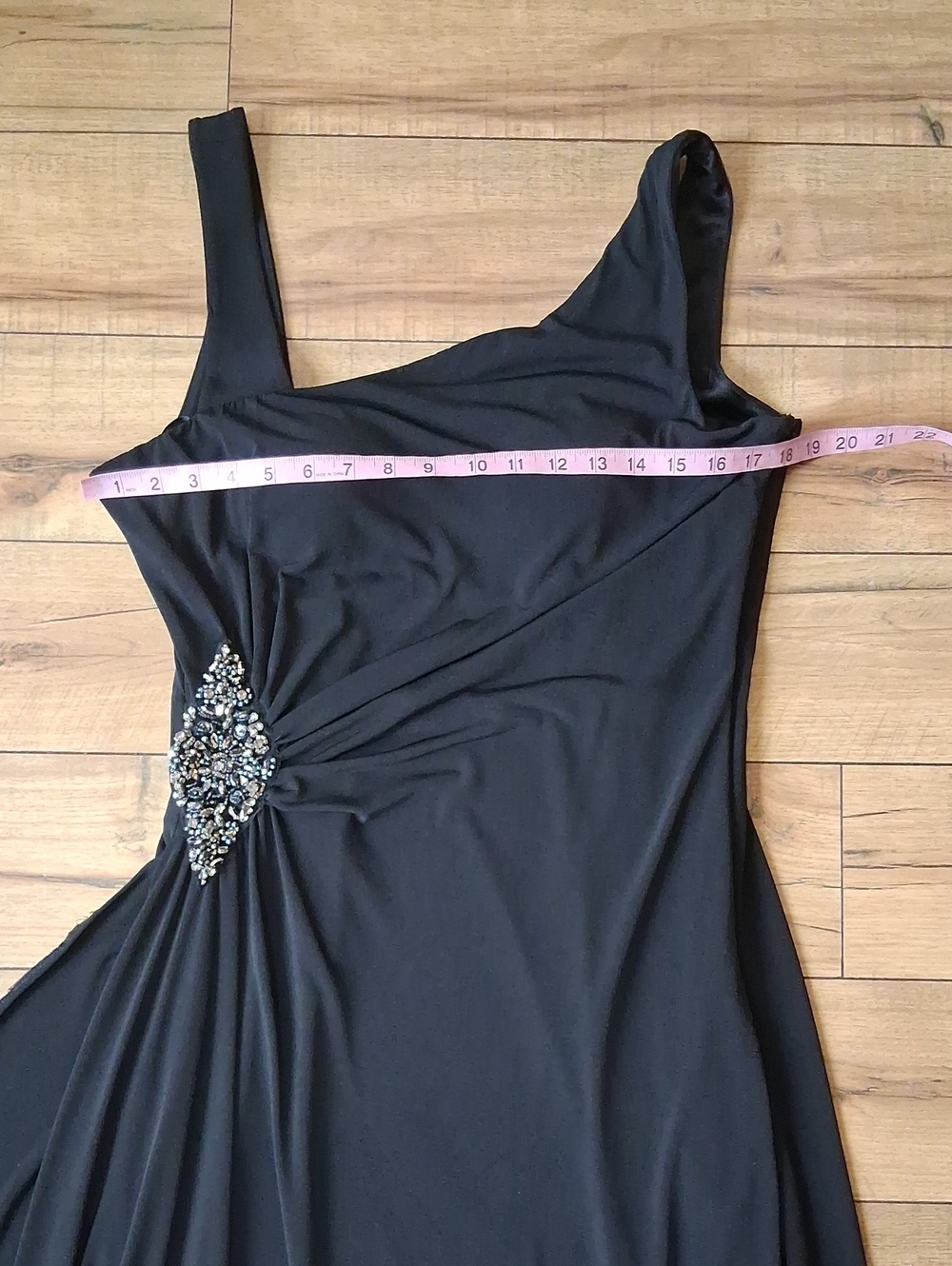 Women's Black Embellished Floor-Length Evening Gown By Cachet  Size 14 - Picture 12 of 15